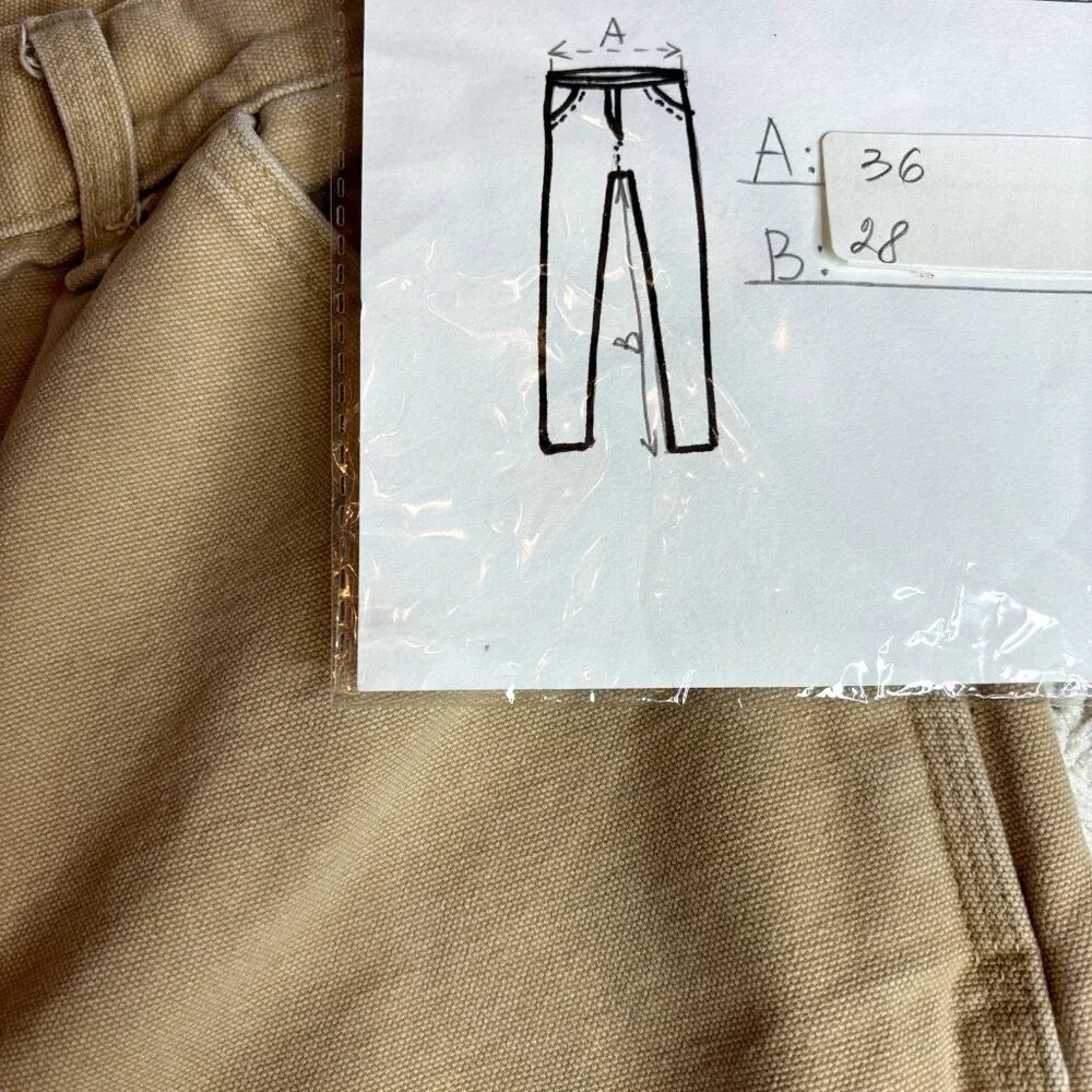 VTG Made In USA Carhartt‎ Canvas Work Pants Men's 34x28 Grunge Distres Tan MINT